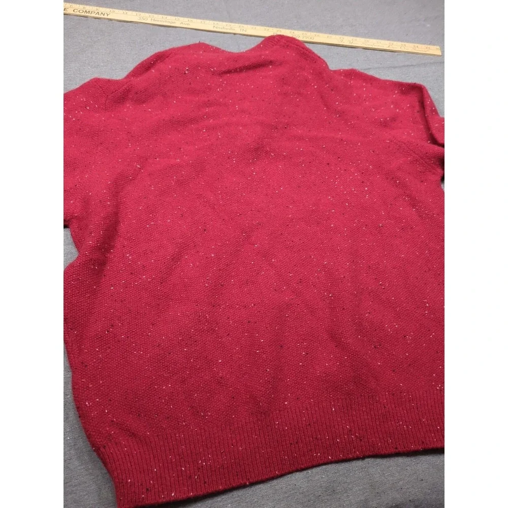JoS A BANK Lambswool Speckled Red Sweater 1/4 Zip Pullover Mens Size L with Tags